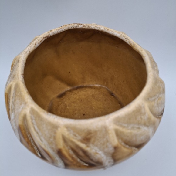 Vtg California Pottery USA C1 Brown Beige Drip Glazed Planter Vase Mission Style - Picture 3 of 7